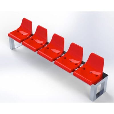 Vaststaande zitbank met kuipstoelen